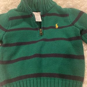 Ralph Lauren Cotton Quarter-Zip Pullover - 12M